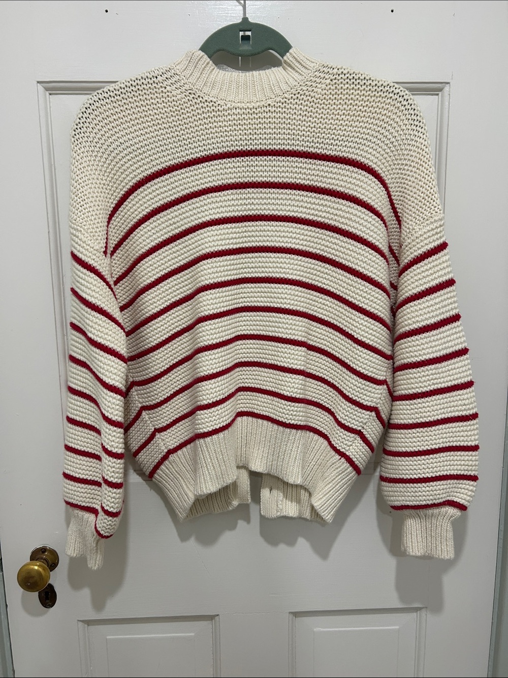Alex Mill Cream Sweater with Red Stripes